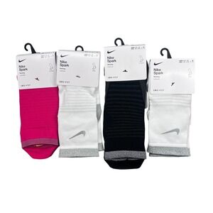 Nike Spark Dri-FIT Running Socks Bundle 4 Pairs Pink White Black Men 10-11.5